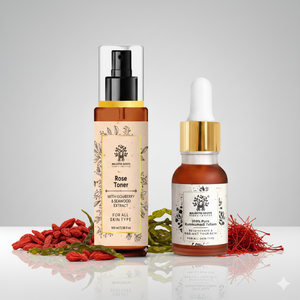 Ayurvedic Radiance Duo – Rose Toner & Kumkumadi Face Oil