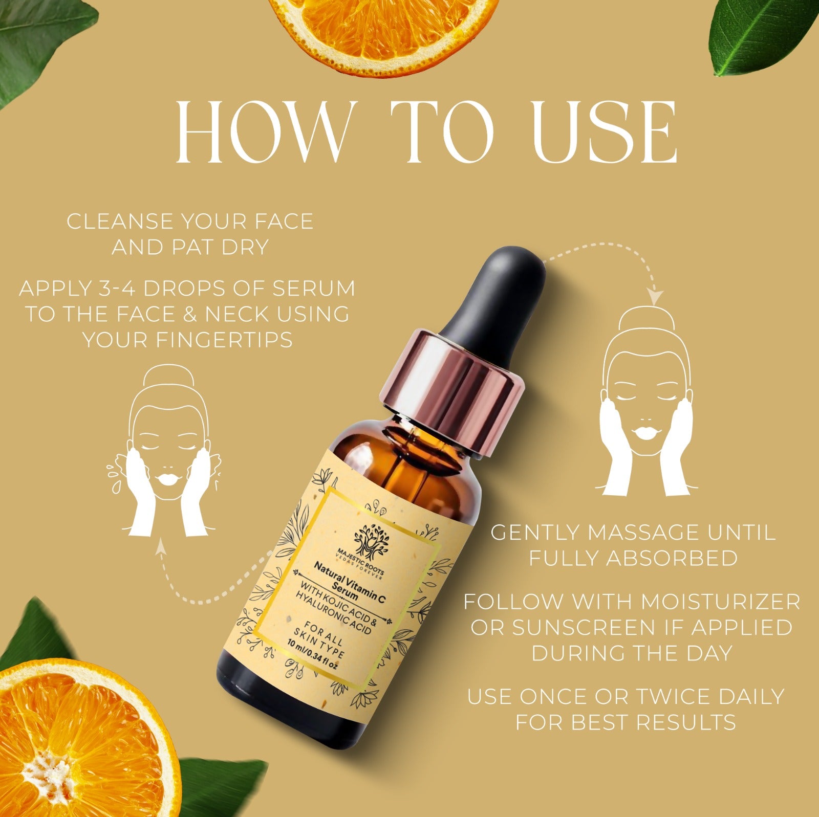 Natural Vitamin C Face Serum with Kojic & Hyaluronic Acid