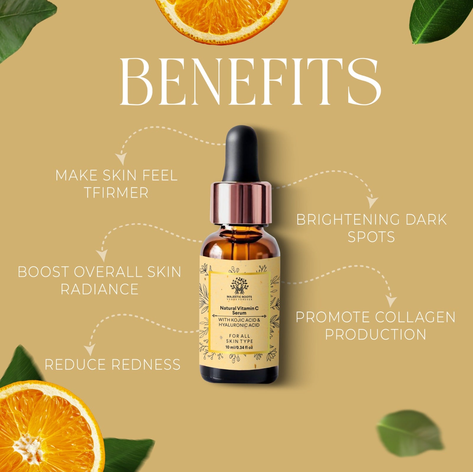 Natural Vitamin C Face Serum with Kojic & Hyaluronic Acid