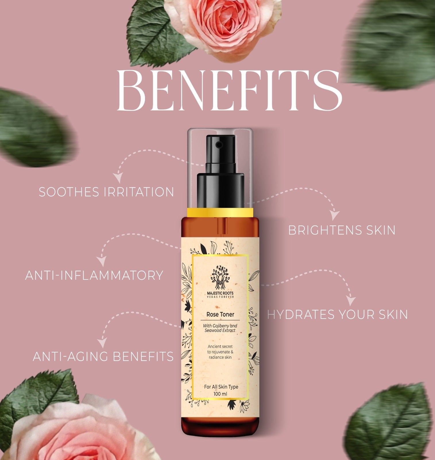 Natural Rose Toner with Goji Berry and Seaweed Extract