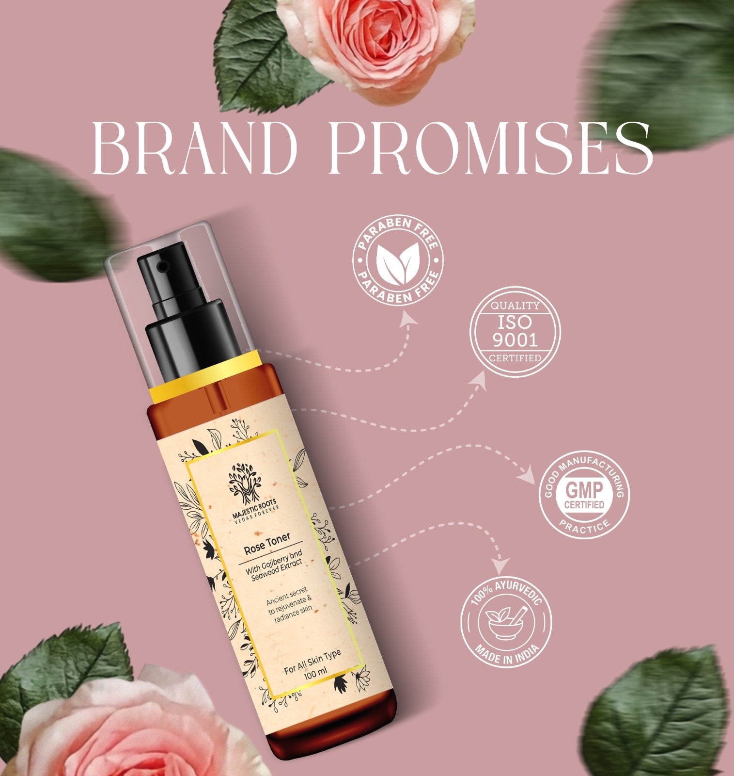 Natural Rose Toner with Goji Berry and Seaweed Extract